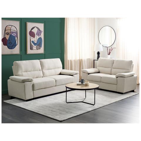 Set Da Salotto 5 Posti Vogar Tessuto Beige Chiaro - Foto 1