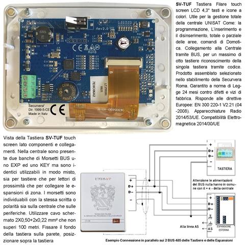 Tastiera Touch Screen Schermo Lcd 4,3 Pollici Icone A Colori Aggiuntiva Della Centrale Unisat 2 Max 8 Collegamento Sul - Foto 4