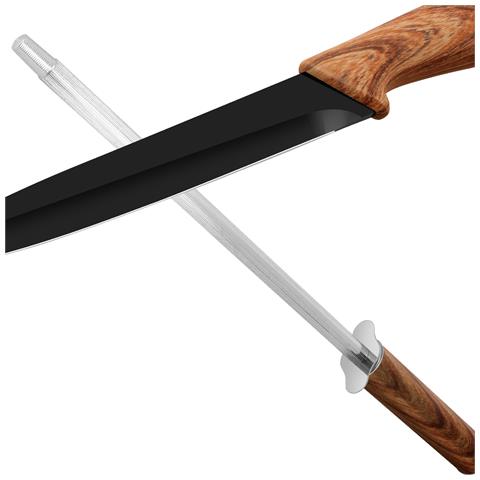 Set Coltelli 7 Pezzi Manico Effetto Legno Con Supporto, Nero - Foto 5
