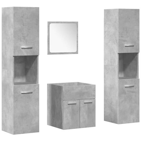 Set Mobili Da Bagno 4 Pz Grigio Cemento In Legno Multistrato - Foto 2
