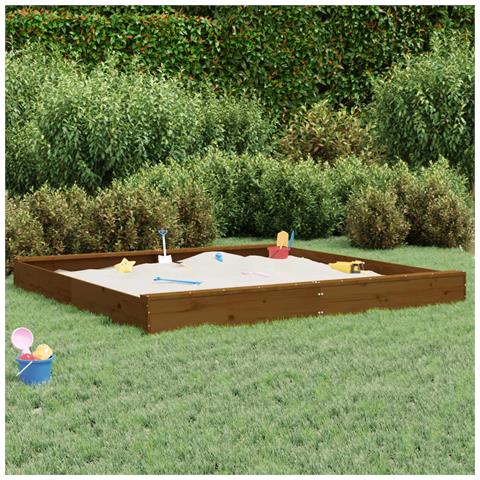 Sabbiera Con Sedute Ambra Quadrata In Legno Massello Di Pino - Foto 1