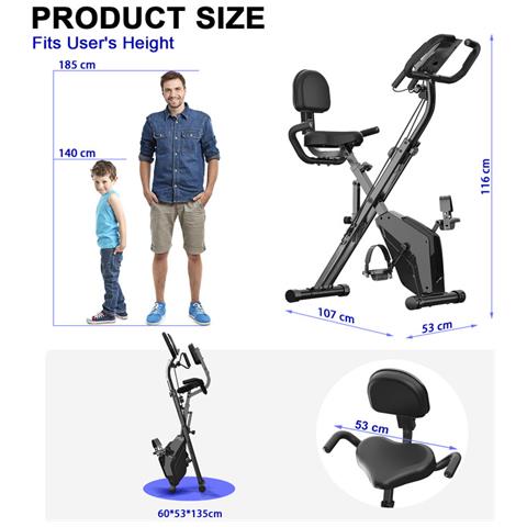 Cyclette Pieghevole - Cyclette Magnetica Pieghevole Per Interni - Con Display Lcd E Sensore Di Frequenza Cardiaca Cyclette - Per Allenamento A Casa Attrezzatura Per Esercizi - Foto 2