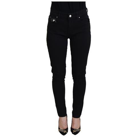 Jeans Skinny In Denim A Vita Media In Cotone Nero - It40-s - Foto 1