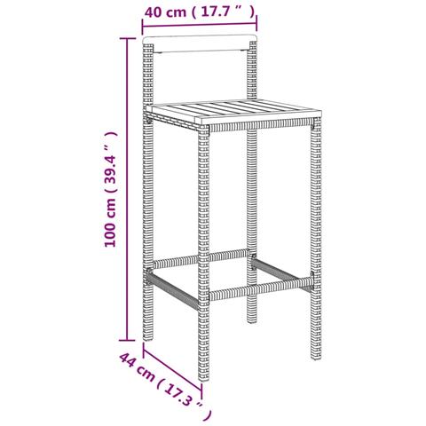 Set Bar Giardino 7pz Grigio Polyrattan e Legno Massello Acacia - Foto 8