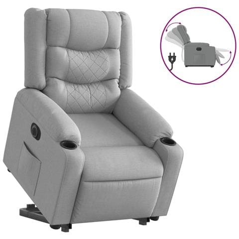 Poltrona Reclinante Alzapersona Elettrica Grigio Chiaro Tessuto - Foto 2