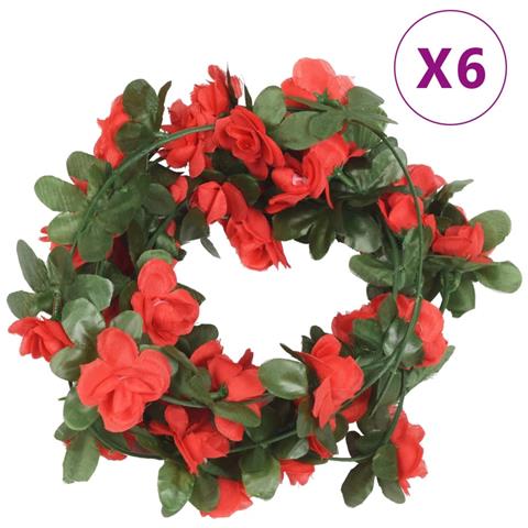 Ghirlande Fiori Artificiali Natale 6 Pz Rosso Primavera 250 Cm - Foto 1