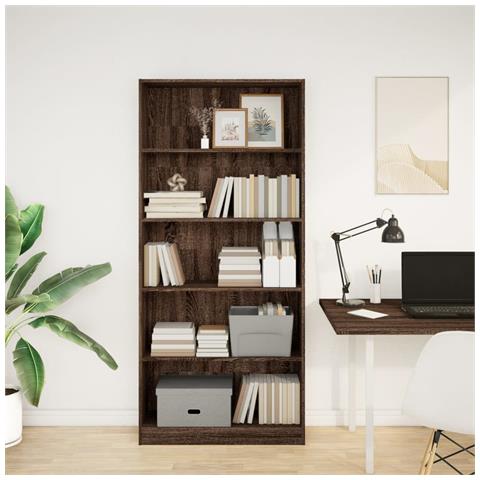 Libreria Rovere Marrone 80x24x176 Cm In Legno Multistrato - Foto 3