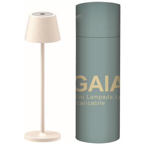 Lampada Da Tavolo Ricaricabile Gaia - Beige - Metallo - 7,5x7,5x27 Cm - Foto 2