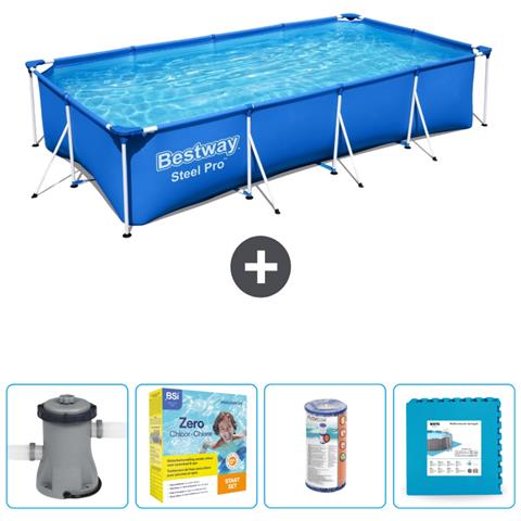 Piscina Fuori Terra - Rettangolo - 400x211x81 Cm - Blu - Include Accessori Coordinati Cb17 - Foto 1