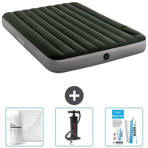 Set Materassino Gonfiabile - 203x152x25 Cm - Verde - Include Accessori Coordinati Cb3 - Foto 1