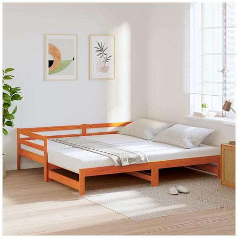 Lusso Casadino - Divano Con Letto Estraibile Marrone Cera 80x200cm Massello Pino - Foto 8