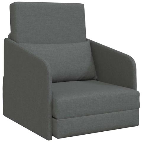 Divano Letto Pieghevole 2-in-1 Grigio Scuro 65x80x83 cm Tessuto - Foto 1
