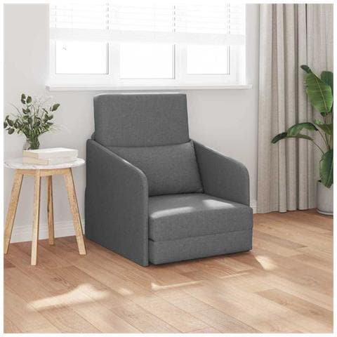 Divano Letto Pieghevole 2-in-1 Grigio Scuro 65x80x83 cm Tessuto - Foto 2