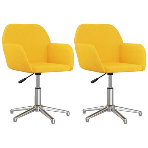 Sedie da Pranzo Girevoli 2 pz Giallo Senape in Tessuto - Foto 1