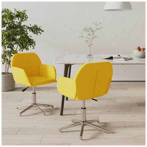 Sedie da Pranzo Girevoli 2 pz Giallo Senape in Tessuto - Foto 2