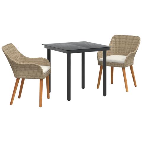 Set da pranzo da giardino Beige in Polyrattan - Foto 1
