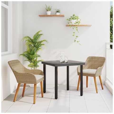 Set da pranzo da giardino Beige in Polyrattan - Foto 2