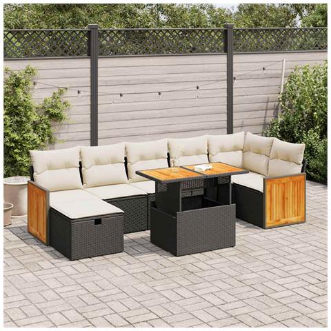 Set Divani da Giardino 5 pz con Cuscini in Polyrattan Nero - Foto 2