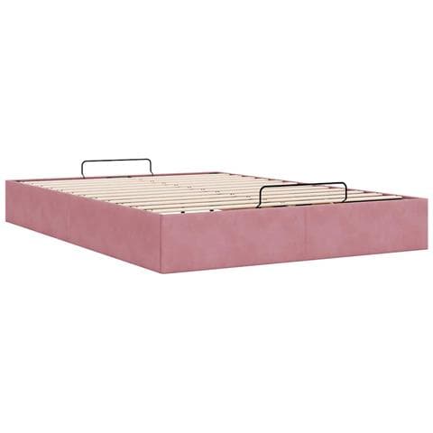 Struttura Letto Pouf senza Materasso Rosa 140x200 cm in Velluto - Foto 9