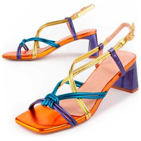 Sandalo Con Tacco Trea5 Multicolore. - Foto 1