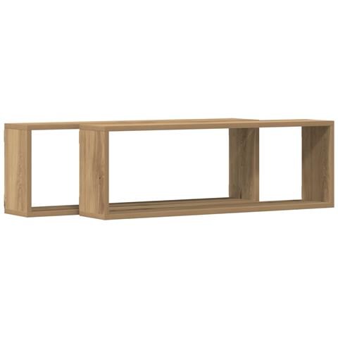 Mensole a parete 2 pezzi in rovere artigianale 80x15x26 cm in legno ingegnerizzato - Foto 1