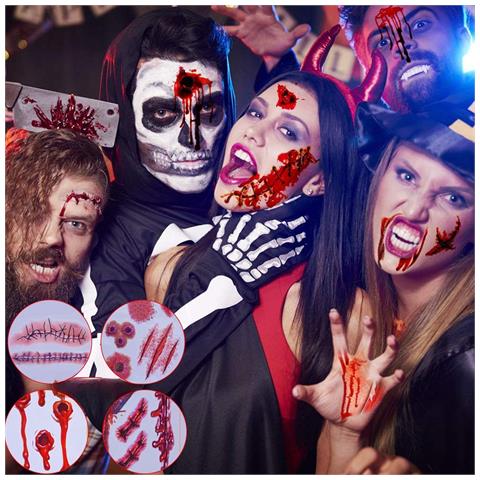 Decorazioni Ornamenti Per Halloween Adesivi Tatuaggi Autoadesivi 126 Pz - Foto 2