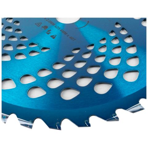 Disco Professionale Per Decespugliatore Con 40 Denti In Tungsteno Anodizzato Blu Ø Esterno 255mm Ø Foro 25,4mm Per Qualsiasi Tipo Di Erba E Vegetazione - Foto 5