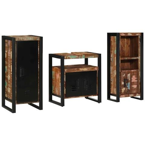 Set di mobili per il bagno 3 pcs Legno massello riciclato - Foto 1