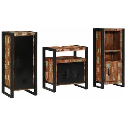 Set di mobili per il bagno 3 pcs Legno massello riciclato - Foto 2