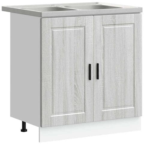 Mobiletto per lavabo Porto 2 pcs Grigio 80 x 46 x 84.5 cm - Foto 1