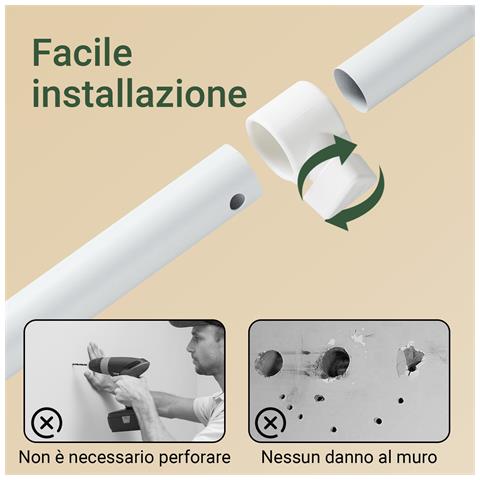 Armadio Aperto Regolabile Con Ripiani E Barre, Telescopico, Supporto Robusto, Bianco - Foto 7