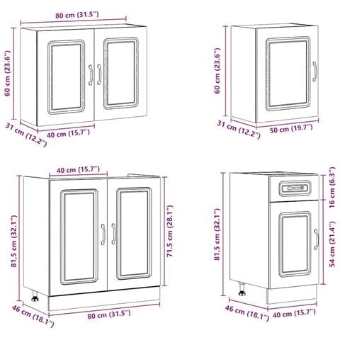 Set Mobili da Cucina 7 pz Kalmar Bianchi Lucido in Truciolato - Foto 9