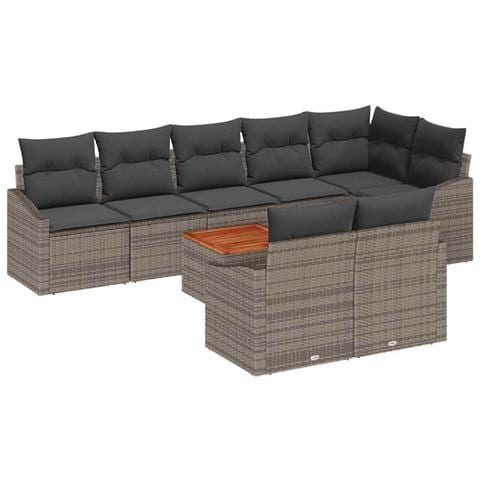 Set Divano da Giardino 9 pcs Grigio - Foto 1