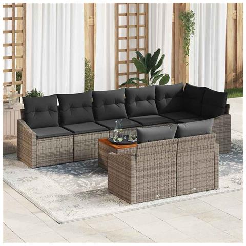 Set Divano da Giardino 9 pcs Grigio - Foto 2