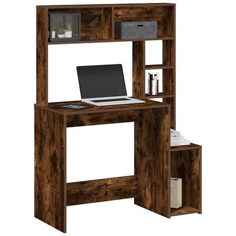 Scrivania Mensole Rovere Fumo 100x45x140 cm Legno Multistrato - Foto 2