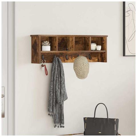 Appendiabiti a muro con lo scaffale Rovere fumo 75 x 16 x 26 cm - Foto 2