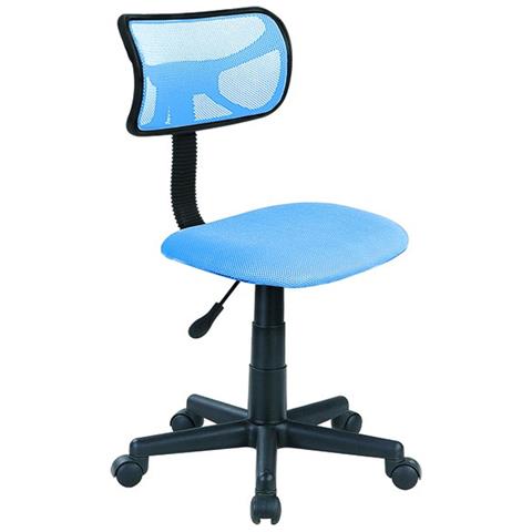 Sedia Girevole 5 Ruote Ufficio Cameretta Scrivania Schienale Ergonomico Celeste - Foto 1