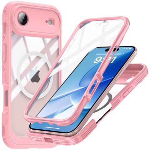 Custodia Rosa 9h In Vetro Temperato Antiurto Compatibile Con Iphone 17 Air Con Ricarica Magnetica Wireless - Foto 1
