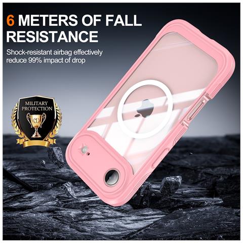 Custodia Rosa 9h In Vetro Temperato Antiurto Compatibile Con Iphone 17 Air Con Ricarica Magnetica Wireless - Foto 2