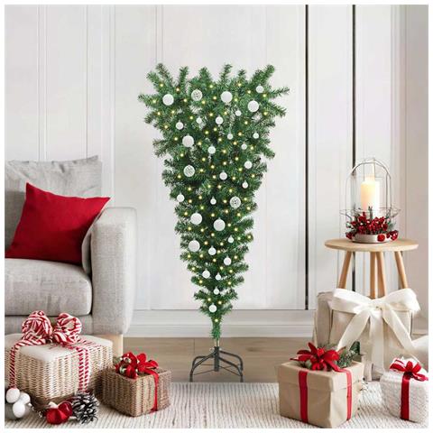 Albero di Natale artificiale preilluminato rovesciato con set di palline - Foto 2