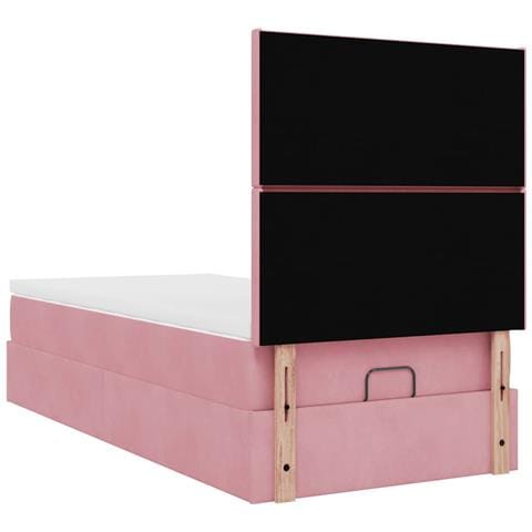 Struttura Letto Pouf con Materassi Rosa 90x190 cm in Velluto - Foto 9