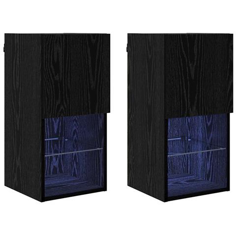 Mobiletti TV a parete 2 pcs Rovere Nero 30,5 x 30 x 60 cm - Foto 1