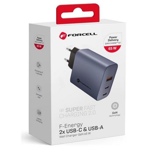 Caricabatterie Da Casa Originale Gan 65wpd 1x Usb-a 2x Usb-c Fino A 65w Grey Per Smartphone - Foto 5
