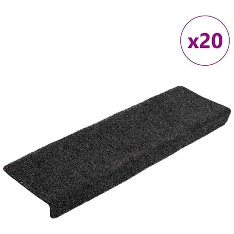 Tappetini per scale autoadesivi 20 pz 65x21x4 cm neri bordo rettangolare - Foto 1