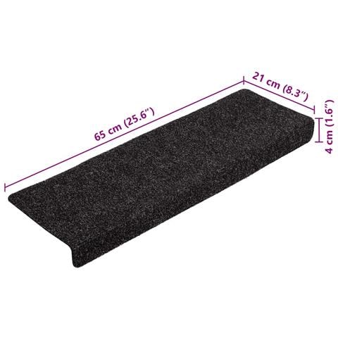 Tappetini per scale autoadesivi 20 pz 65x21x4 cm neri bordo rettangolare - Foto 8