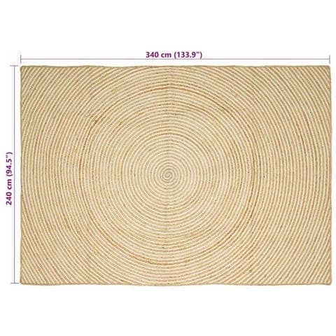 Tappeto Naturale e Bianco 240 x 340 cm Juta - Foto 8