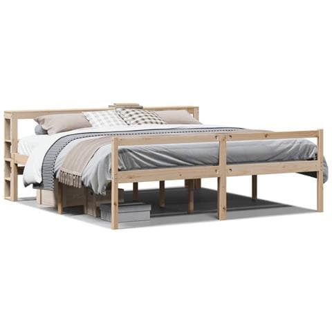 Letto per Anziani con Testiera 200x200 cm Legno Massello Pino - Foto 1