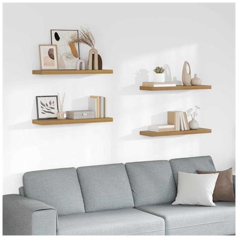Scaffale da parete 4 pcs Marrone 90 x 23,5 x 4 cm - Foto 2