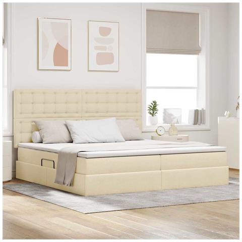 Letto con contenitore e materasso Crema 200 x 200 cm Poliestere - Foto 2