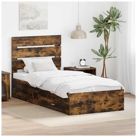 Struttura del letto Rovere fumé 90 x 200 cm Legno multistrato - Foto 2